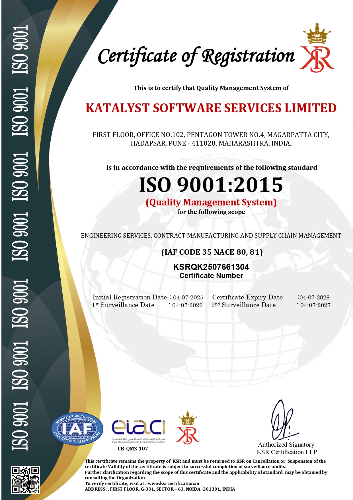 ISO 9001:2015 Quality Management System Certificate