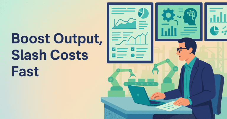 Consultant uses IIoT and AI analytics to solve factory bottlenecks and boost efficiency, visualized in a modern industrial setting.