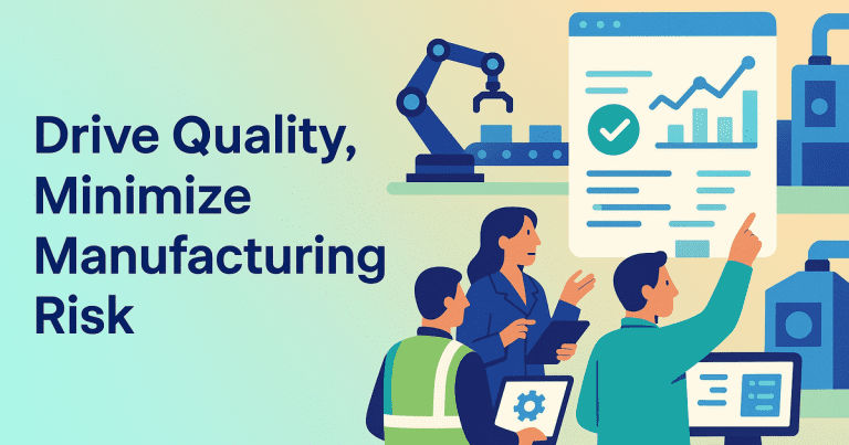 Engineers using digital tools for early collaboration and quality assurance in a modern manufacturing environment, right-side layout