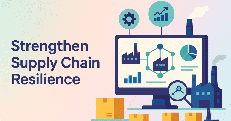 Vector of smart factory using digital twins and predictive analytics for resilient supply chain, empty left, pastel gradient background
